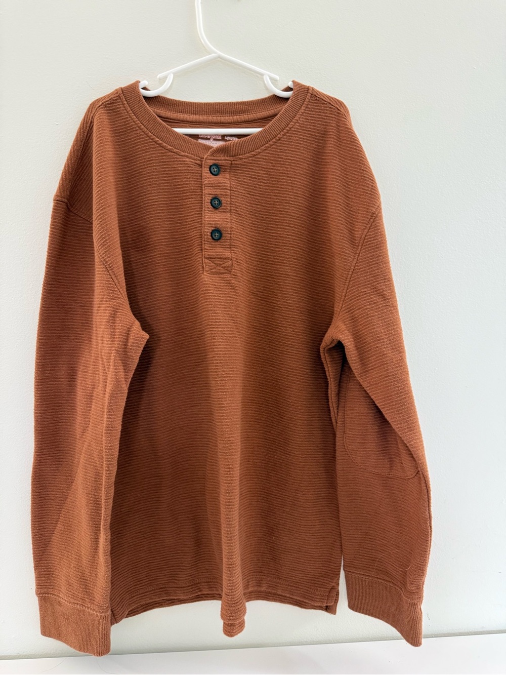 Boys Long Sleeve Henley Sweater - Rust